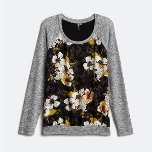 Kut from the Kloth Black and Gray Patterned Top